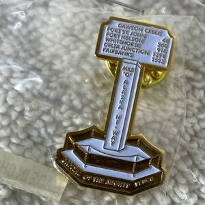 5/$35 Vintage Alaska Highway Mile 0 Capital Of The Mighty Peace Enamel Pin